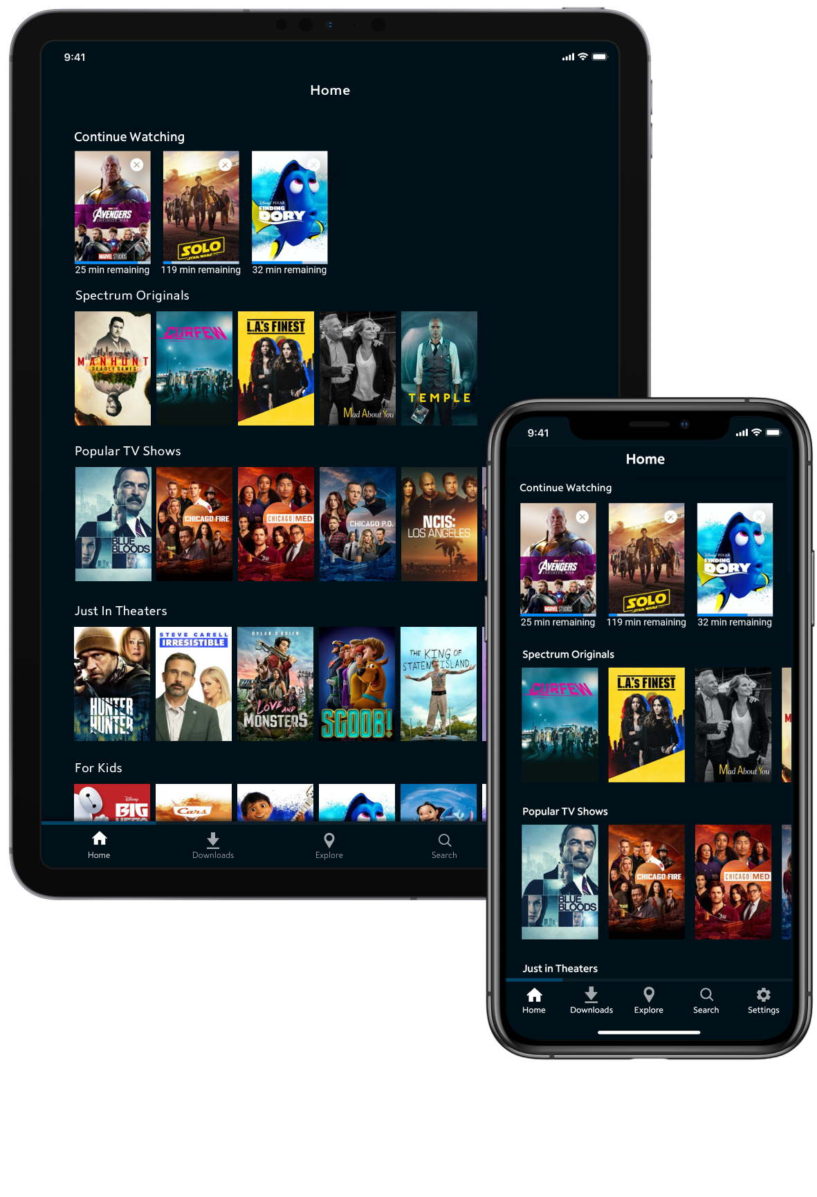 Screenshots of Spectrum Access app on mobile phone and tablet