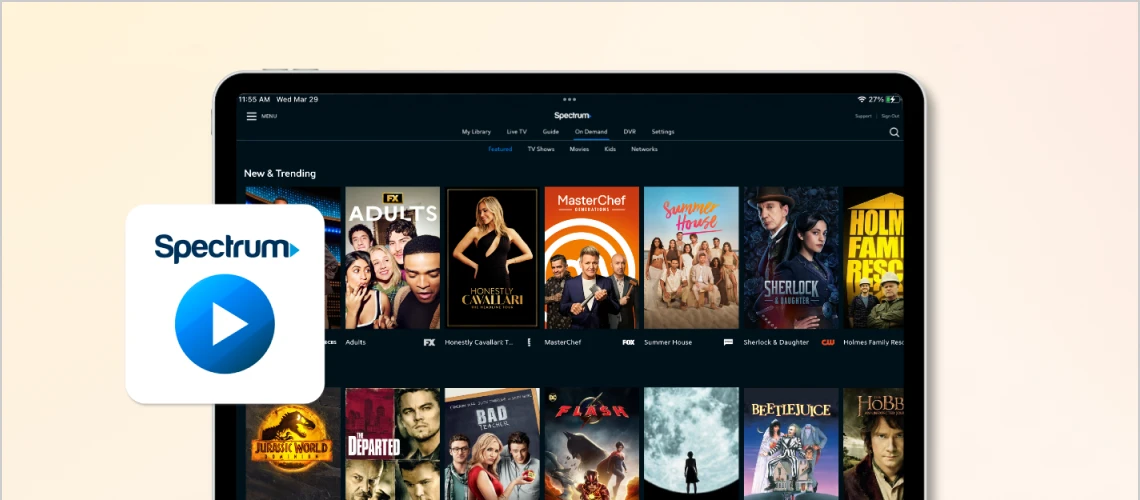 The Spectrum TV app shown on a tablet