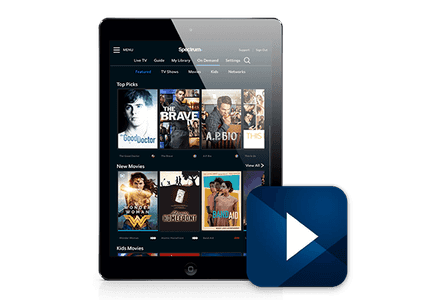 A Tablet showing Spectrum.tv content