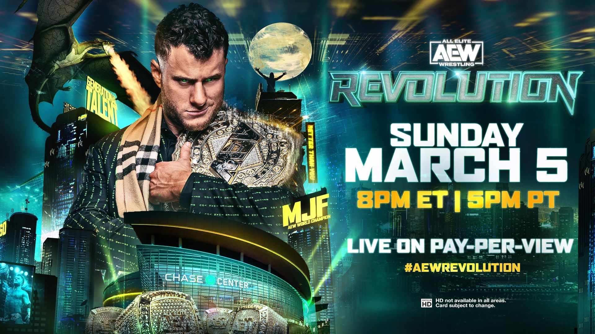 AEW Revolution, featuring MJF versus Bryan Danielson in a 60-minute Iron Man match, live on Pay-Per-View with Spectrum TV.