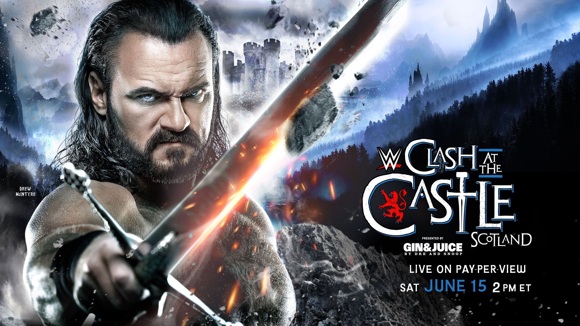 Drew McIntyre versus Damian Priest for the World Heavyweight Championship at WWE Clash at the Castle: Scotland, live Saturday, June 15, on Pay-Per-View with Spectrum TV.