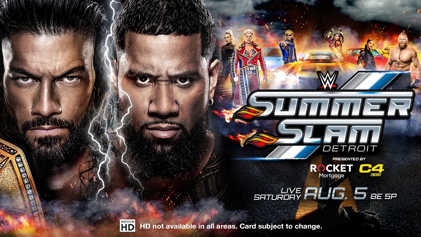 Roman Reigns versus Jey Uso at WWE SummerSlam, live Saturday, August 5, on Pay-Per-View with Spectrum TV.